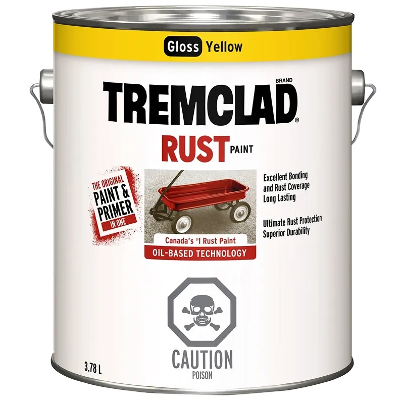3.78L Tremclad Rust Paint, Gloss Yellow