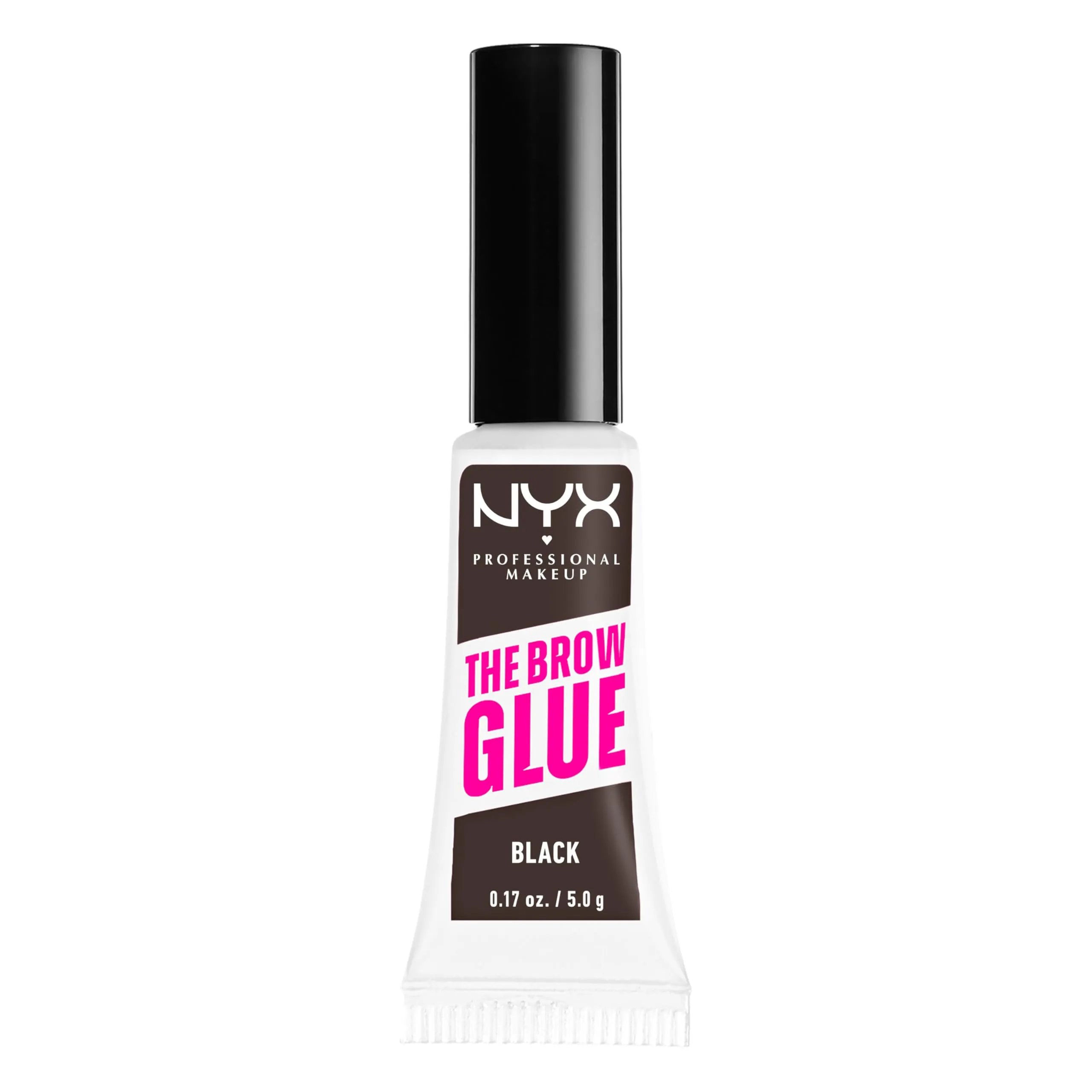 NYX PROFESSIONAL MAKEUP, The Brow Glue, Instant Brow Styler, 16H Extreme Hold, Vegan Formula - Black Brown, 0.18oz / 5g